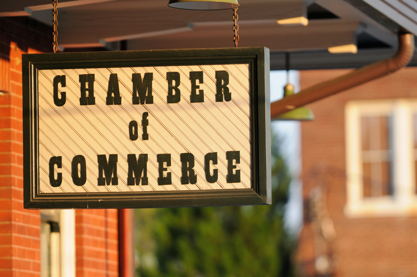 Hanging chamber of commerce sign